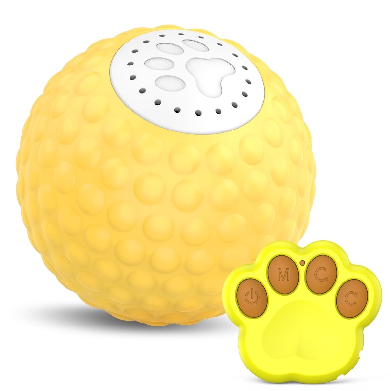 C1 5cm Intelligent Remote Control Pet Toy Cat Training Luminous Ball (Yellow)