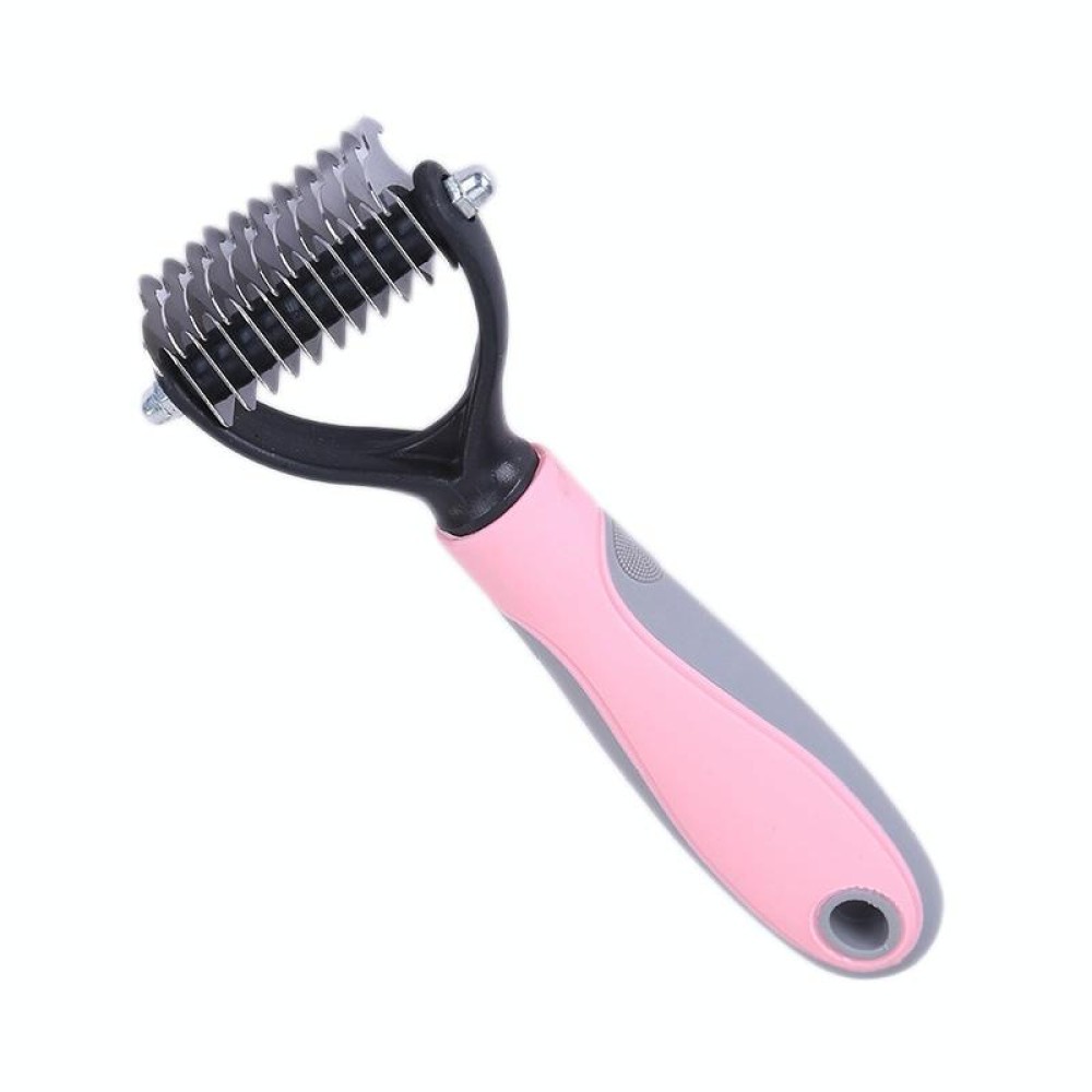 Pet Comb Beauty Cleaning Supplies Dog Stainless Steel Dog Comb, Size: 17 x 6.6 cm(Pink)