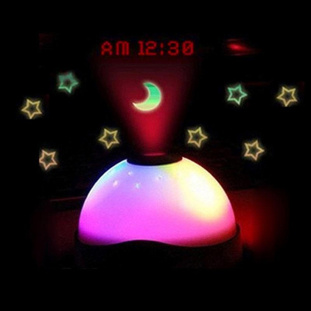 Color Night Light With Projecting Clock(White)