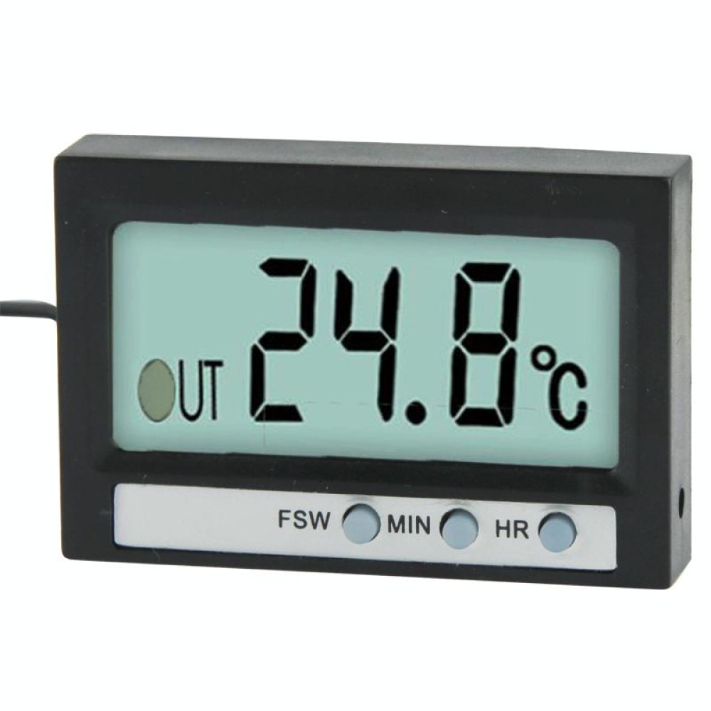 Dual Way (Indoor and Outdoor) LCD Digital Thermometer with Clock Display Function, TM-2 (Black)