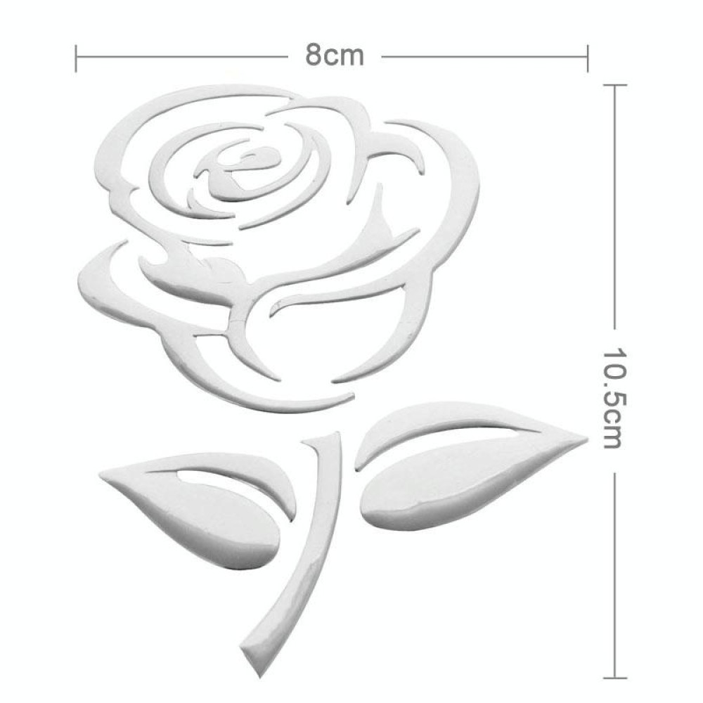 3D Rose Pattern Car Sticker, Size: 10.5cm x 8cm (approx.)(Silver)
