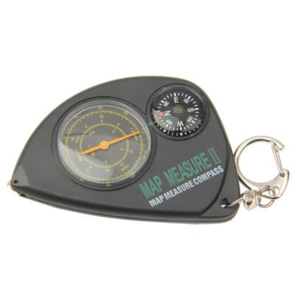 2-in-1 Portable Map Distance Measuring Measurer + Compass with Key Chain for Outdoor Camping Hiking(Black)