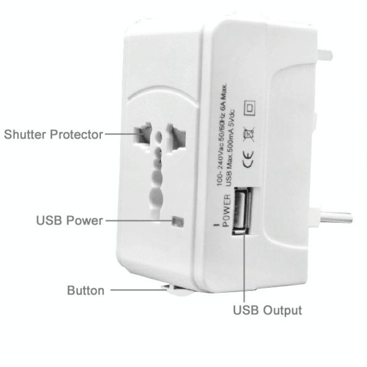 933L 4 in 1 (EU + UK + AU + US Plug) Universal USB Charger Travel Adaptor