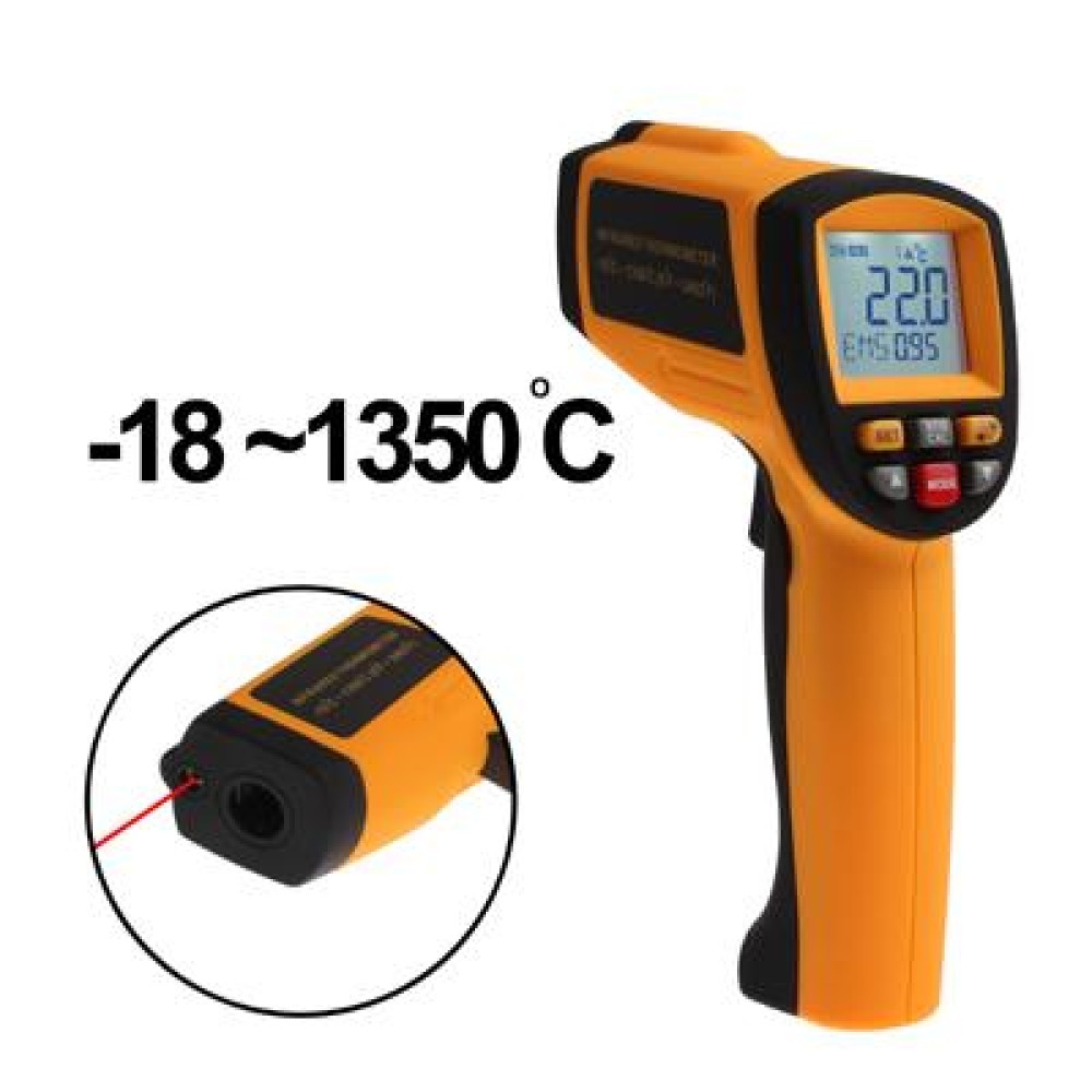 Infrared Thermometer, Temperature Range: -18 - 1350 Degrees Celsius(Orange)