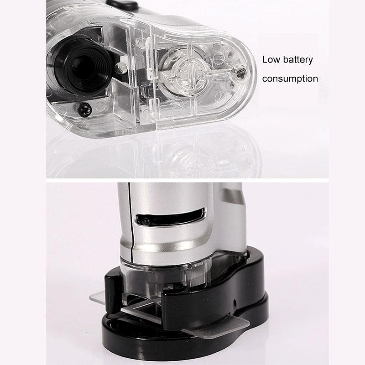 20X - 40X Magnification Zoom Lens Pocket Microscope with LED Light(Silver)