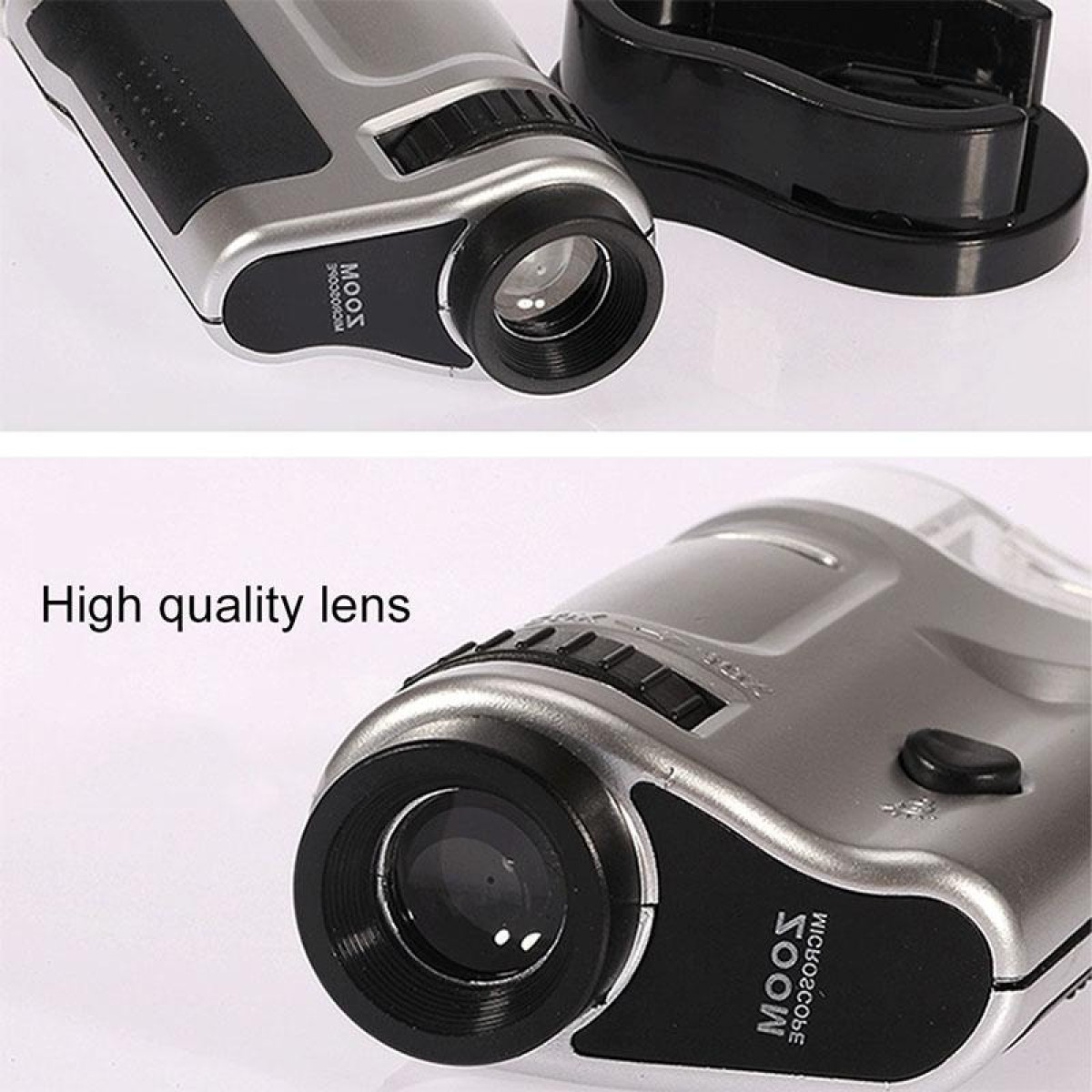 20X - 40X Magnification Zoom Lens Pocket Microscope with LED Light(Silver)