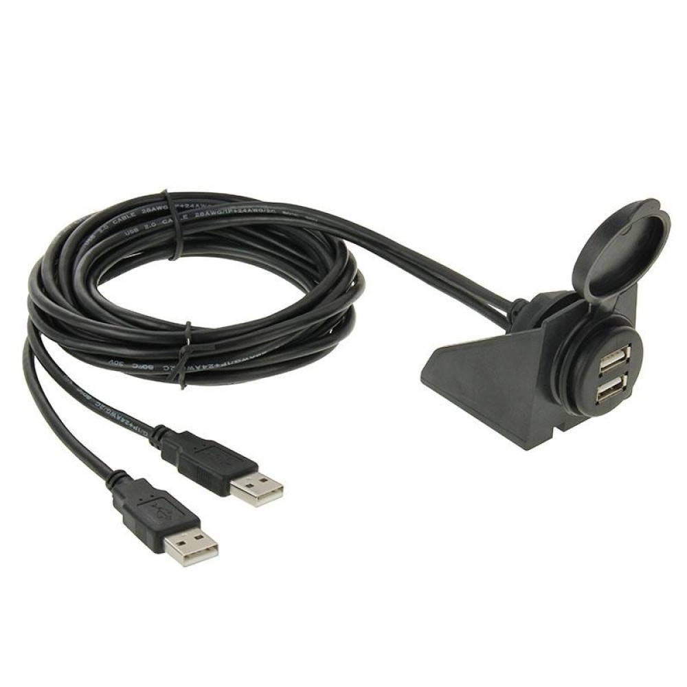 2 USB 2.0 Male to Female Extension Cable with Car Flush Mount, Length: 2m