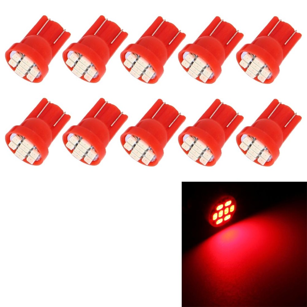 10 PCS T10 8 LED Car Signal Light Bulb(Red Light)