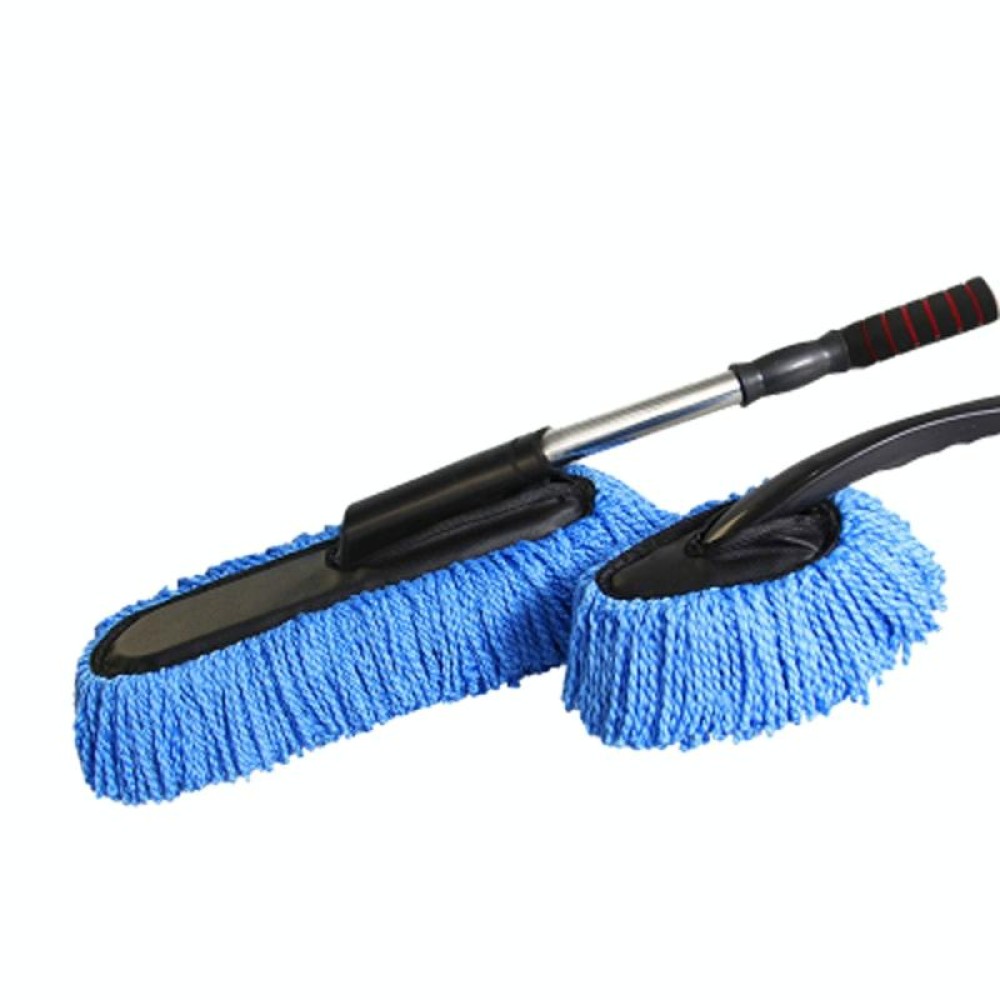 Car Cleaning Tools Car Washing Dewaxing Shan Cotton Brush Mop with Retractable Stainless Steel Tube(Blue)