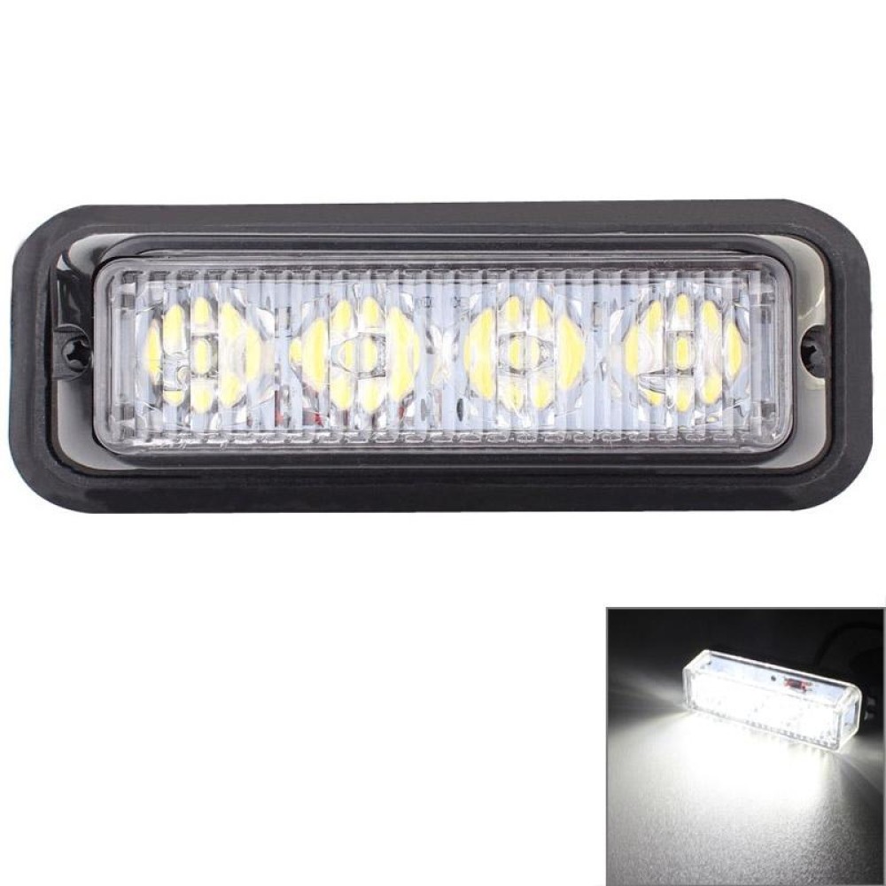 12W 720LM 6500K 4-LED White Light Wired Car Flashing Warning Signal Lamp, DC12-24V, Wire Length: 95cm