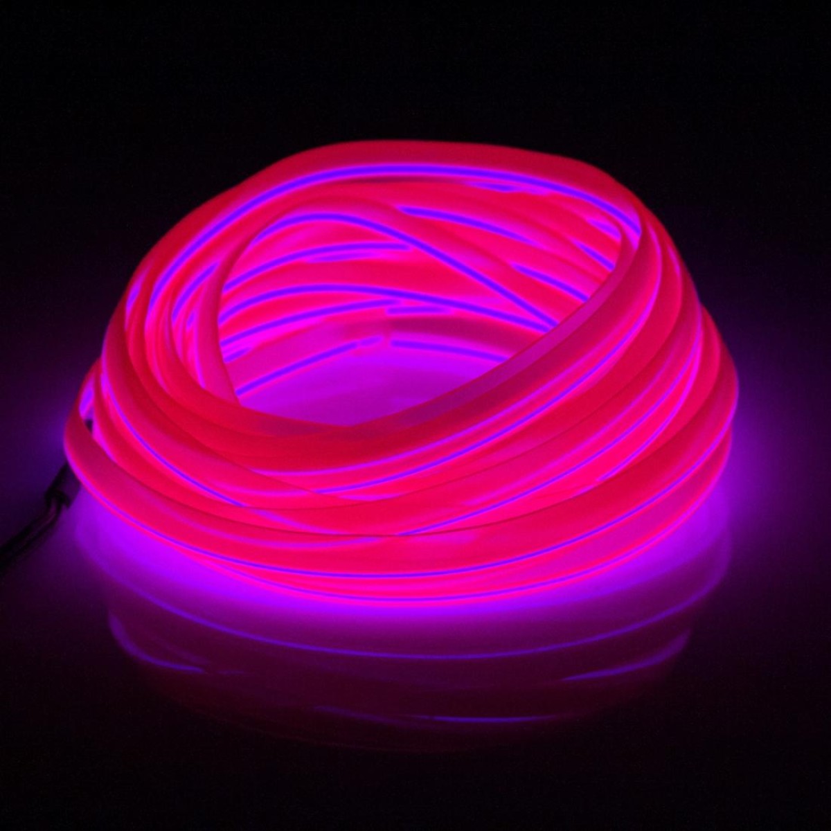 EL Cold Pink Light Waterproof Flat Flexible Car Strip Light with Driver for Car Decoration, Length: 5m(Pink)