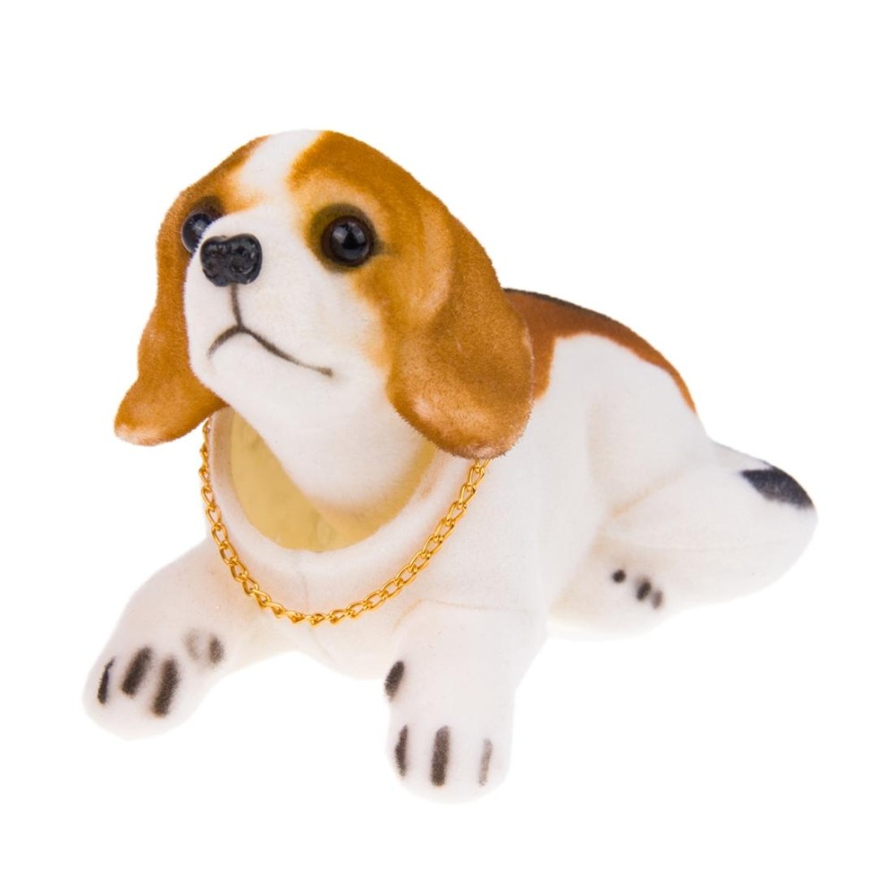 Universal Car Truck Lucky Beagle Dog Doll Shake Head Ornament Vehicle Decor Toy Piggy Bank, with Double Sided Tape