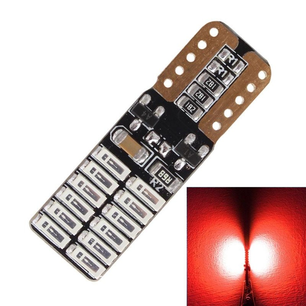 2 PCS T10 4.8W 720LM Red Light 24 SMD 4014 LED Error-Free Canbus Car Clearance Lights Lamp, DC 12V