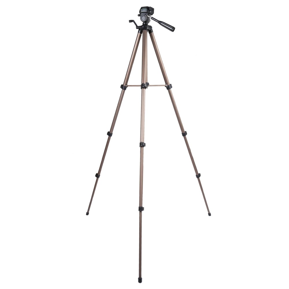 Portable Tripod Stand for Digital Cameras, 4-Section Aluminum Legs with Brace
