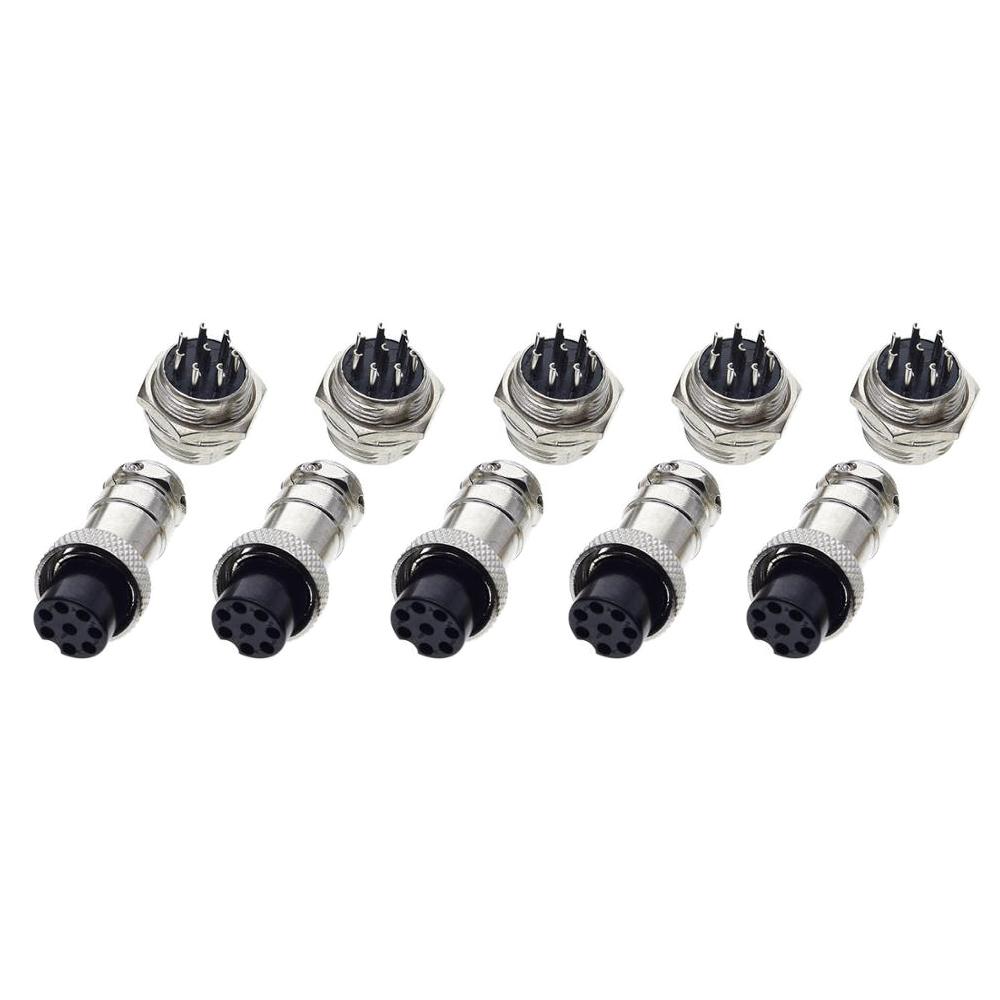 DIY 16mm 8-Pin GX16 Aviation Plug Socket Connector (5 Pcs in One Package, the Price is for 5 Pcs)(Silver)