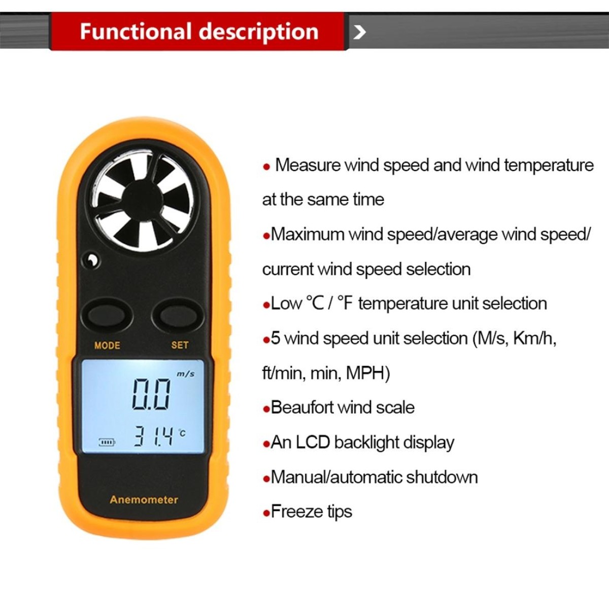 AR-816 Digital Electronic Thermometer Anemometer