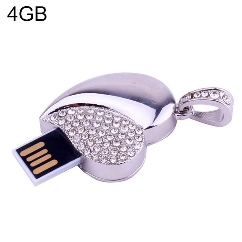 Silver Heart Shaped Diamond Jewelry USB Flash Disk, Special for Valentines Day Gifts (4GB)