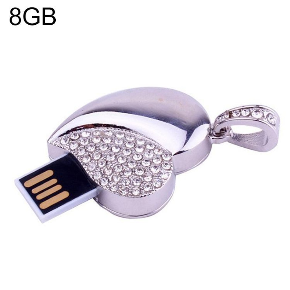 Silver Heart Shaped Diamond Jewelry USB Flash Disk, Special for Valentines Day Gifts (8GB)