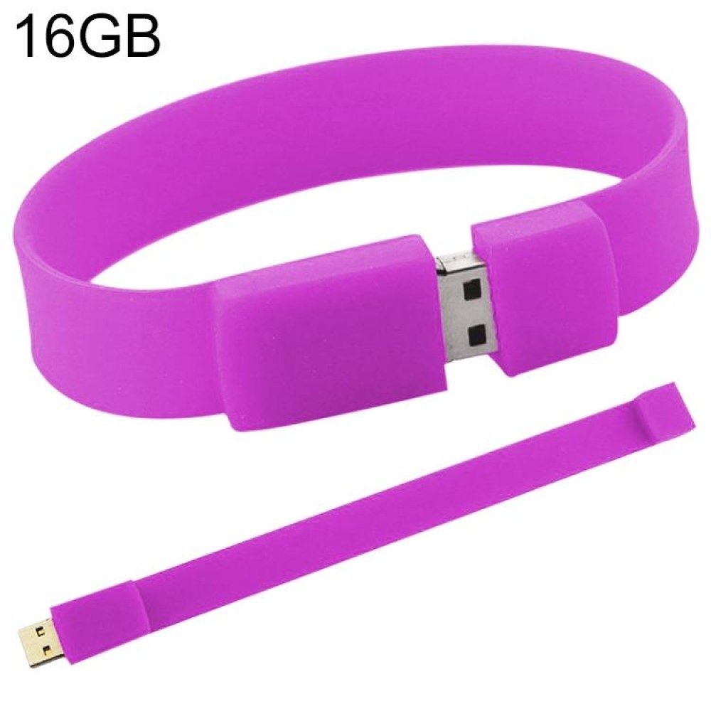 16GB Silicon Bracelets USB 2.0 Flash Disk(Purple)