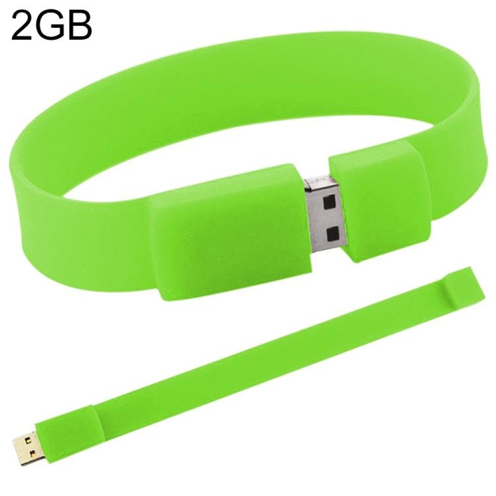 2GB Silicon Bracelets USB 2.0 Flash Disk(Green)