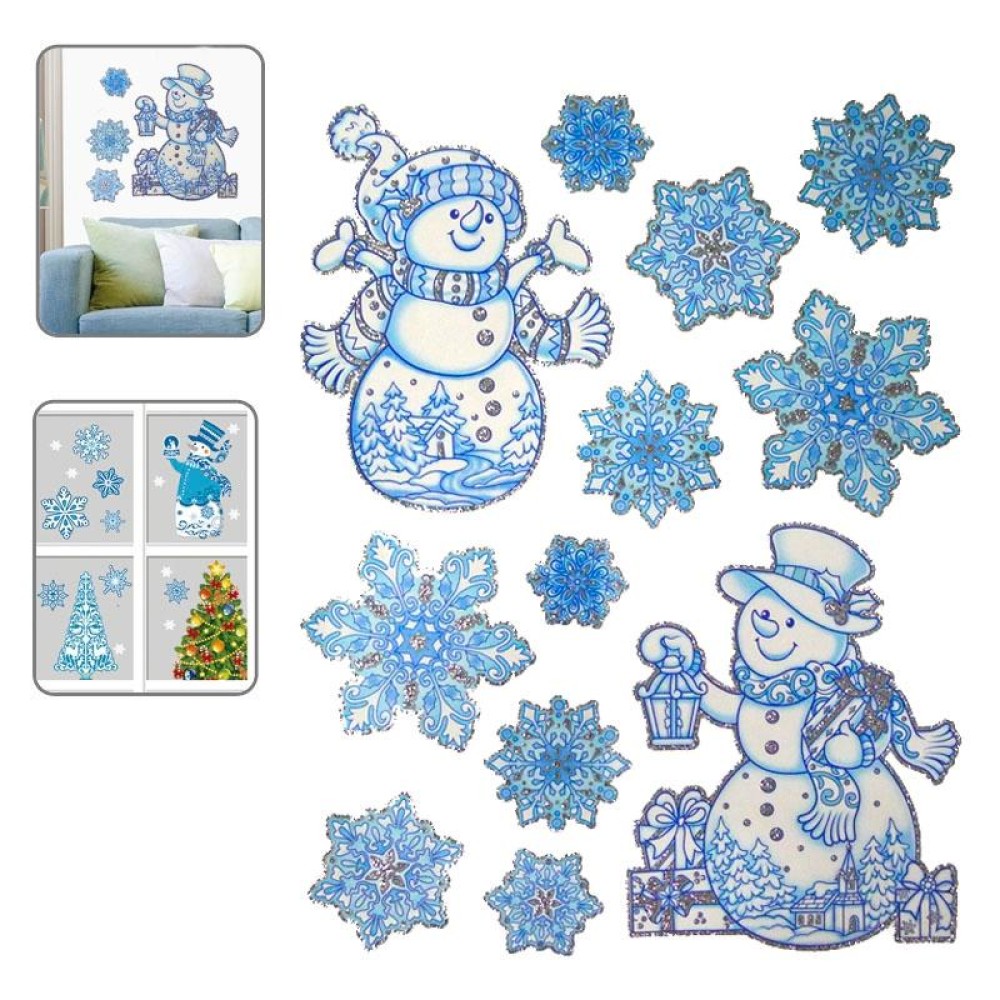 Christmas Series Snow and Snowman Pattern Glitter Window Stickers, Size:41cm*29cm