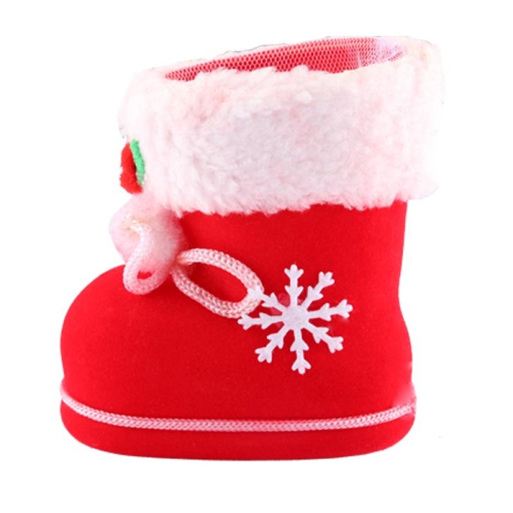 Santa Pattern Christmas Decoration Flocking Stocking Boot Candy Bag, Size: 9cm x 10cm x 5cm