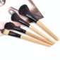 24 PCS Horse Hair Wooden Handle Cosmetic Brush Set with Black Leather Bag