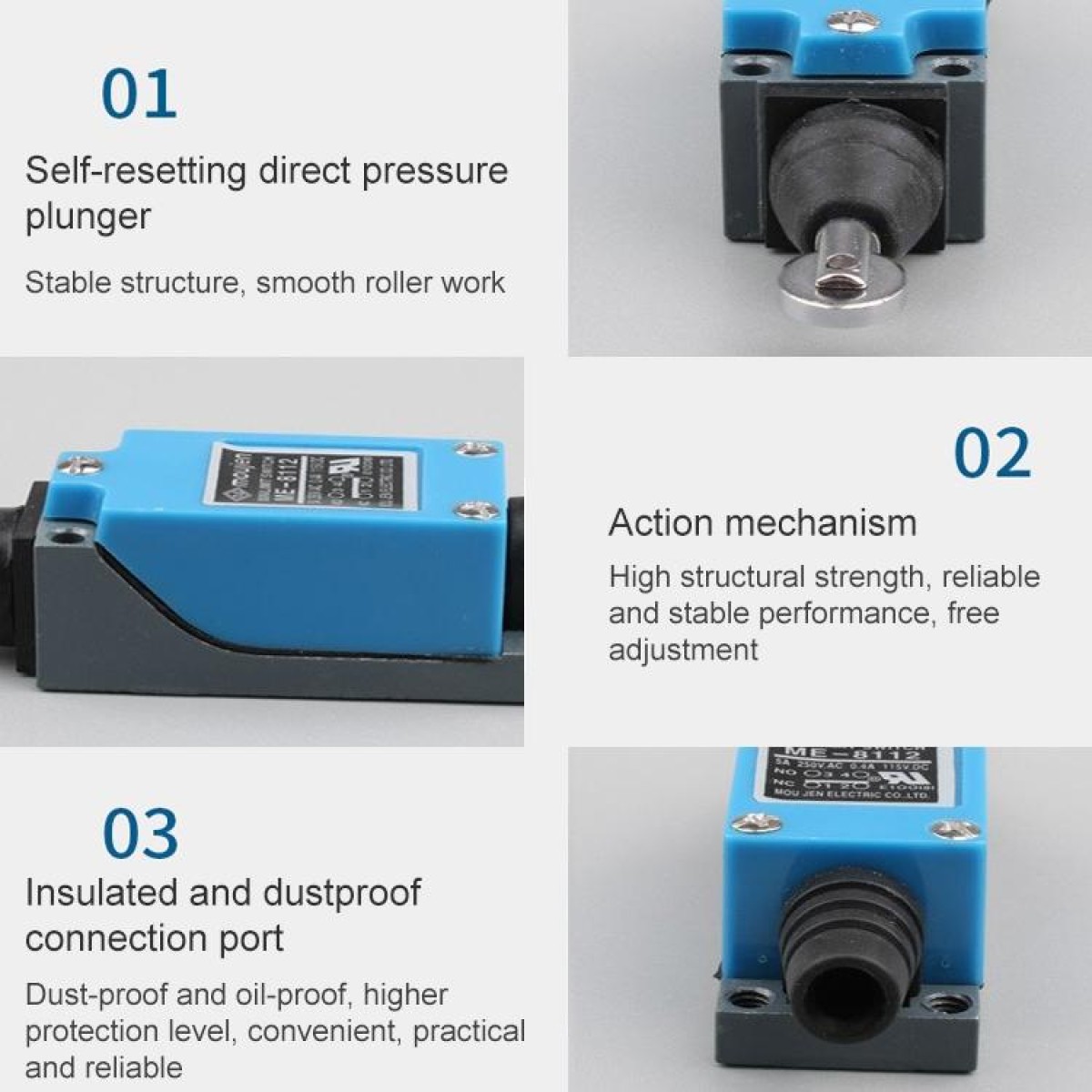 ME-8122 Parallel Roller Plunger Actuator Mini Limit Switch(Blue)