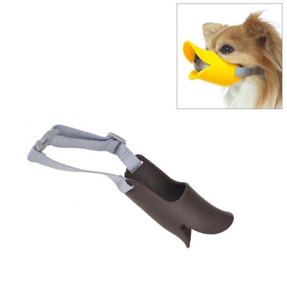 Cute Duck Mouth Shape Silicone Muzzle for Pet Dog, Size: S(Coffee)