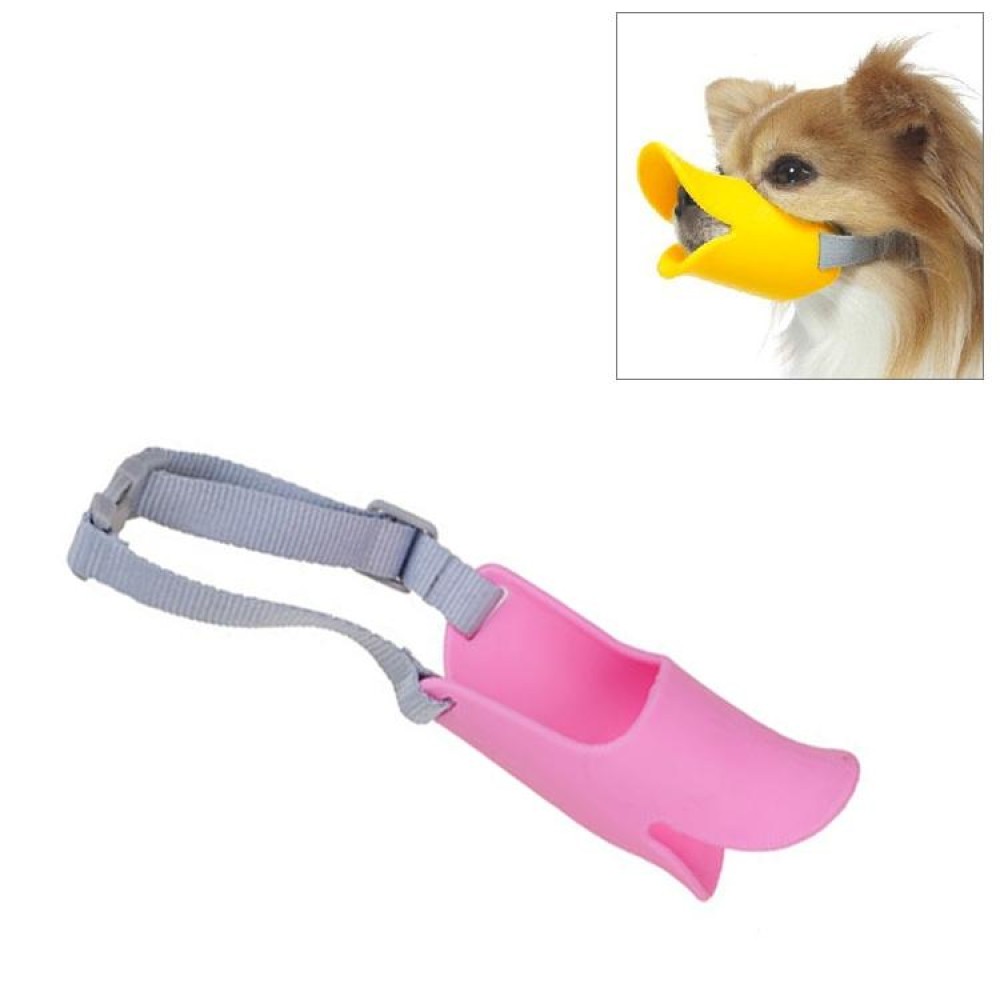 Cute Duck Mouth Shape Silicone Muzzle for Pet Dog, Size: S(Pink)