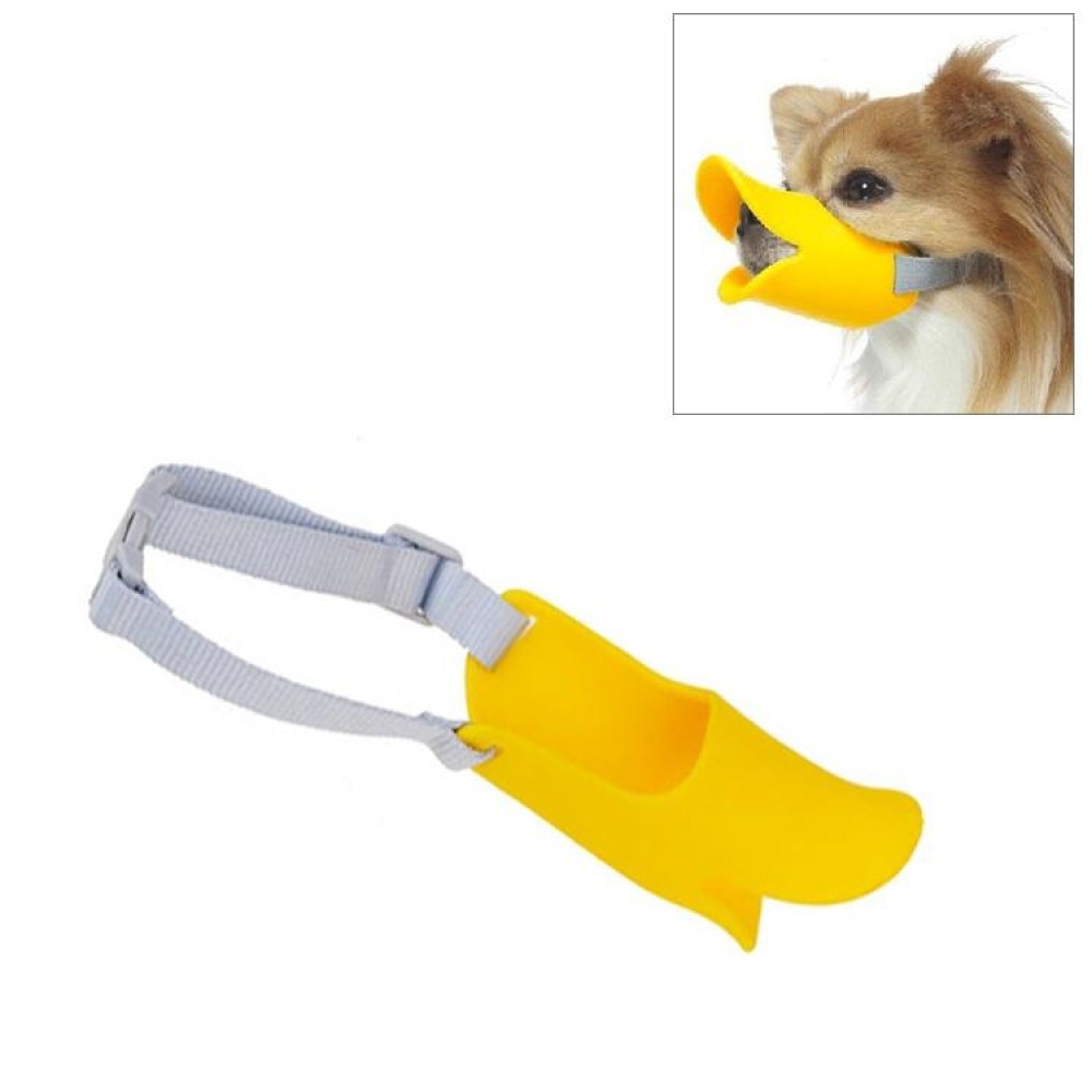 Cute Duck Mouth Shape Silicone Muzzle for Pet Dog, Size: L(Yellow)