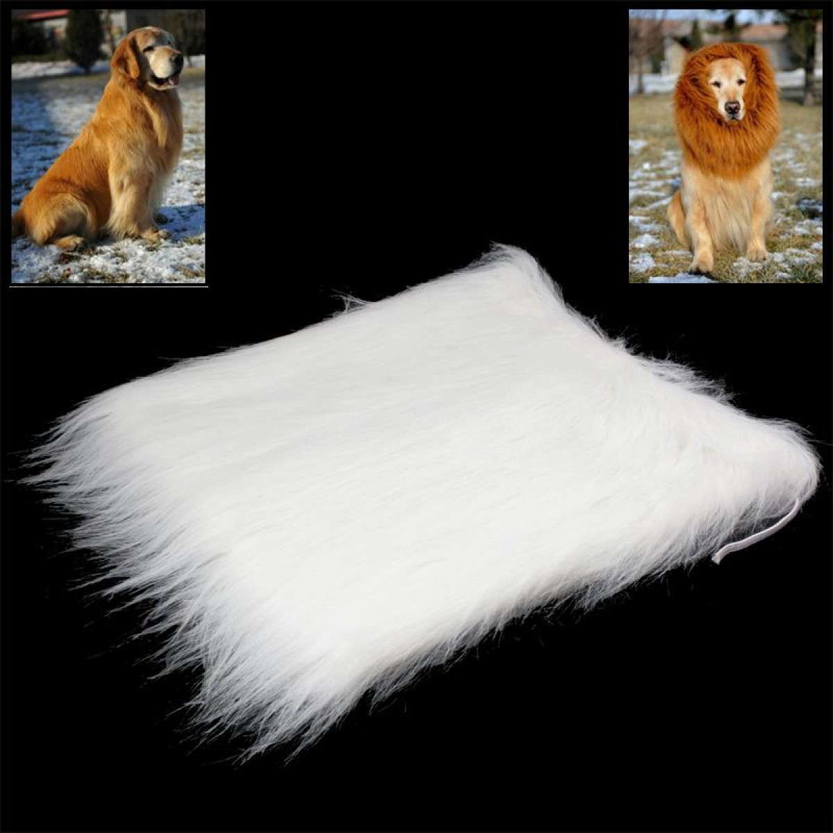 Large Pet Dog Cat Lion Wigs Mane Hair Festival Party Fancy Dress Clothes Costume(White)