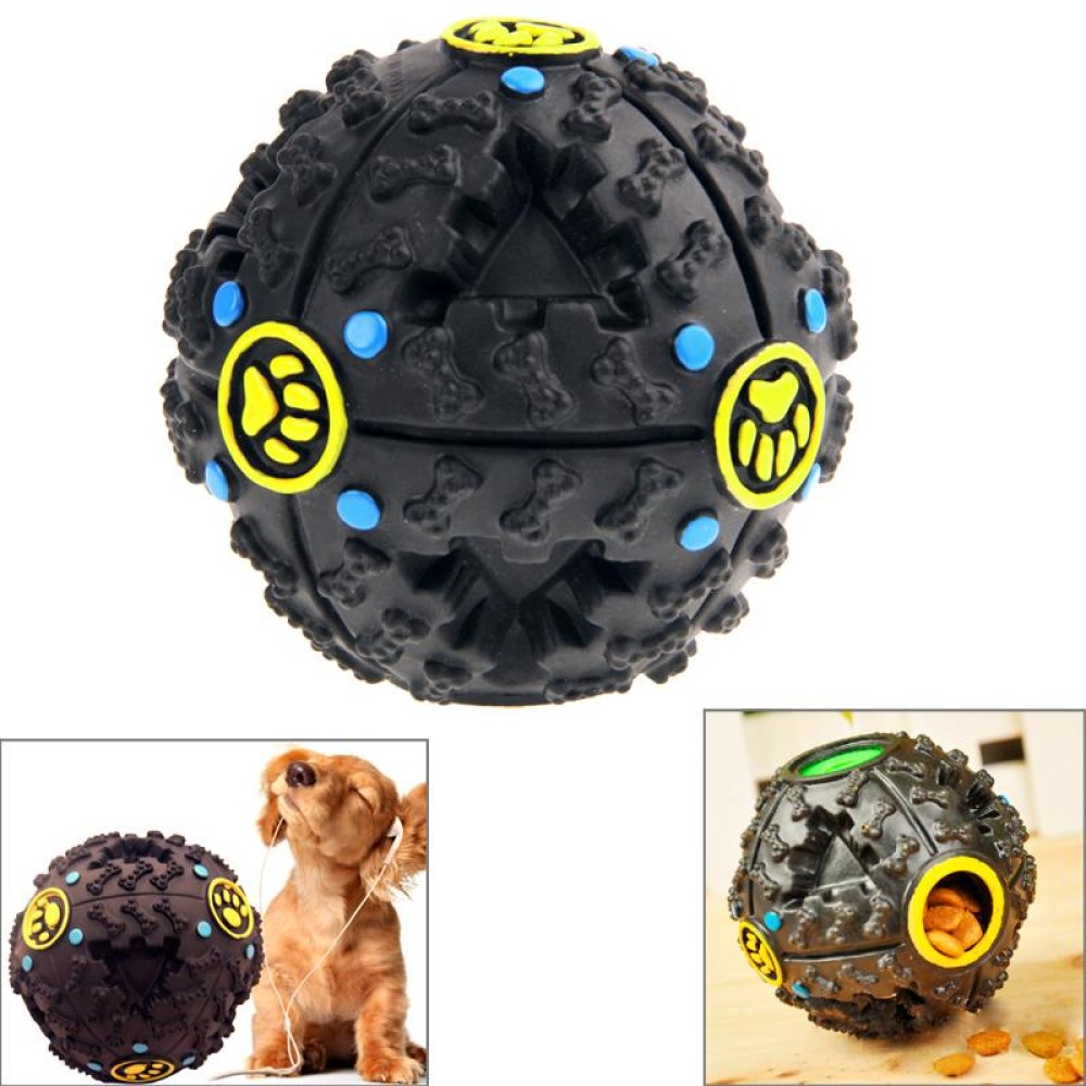Pet Dog and Cat Food Dispenser Squeaky Giggle Quack Sound Training Toy Chew Ball, Ball Diameter: 11cm