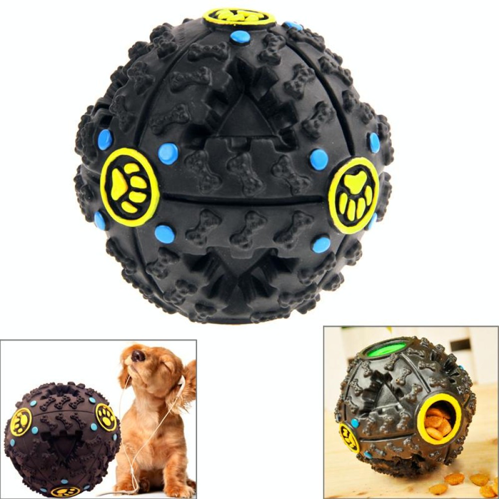 Pet Dog and Cat Food Dispenser Squeaky Giggle Quack Sound Training Toy Chew Ball, Ball Diameter: 9cm