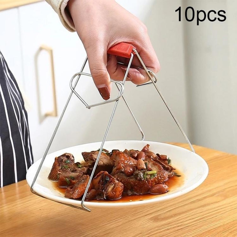 10pcs High Quality Kitchen Gadget Stainless Steel Pot Clip(Silver)