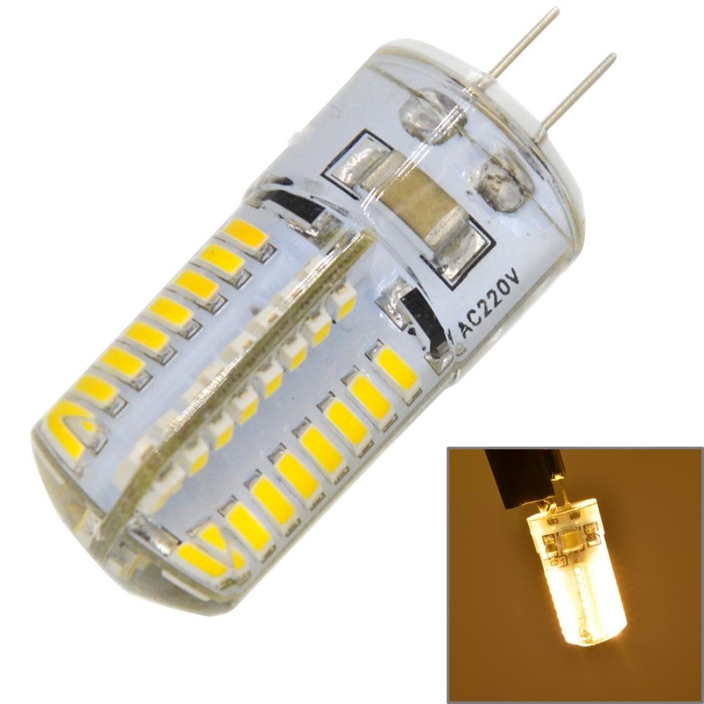G4 4W 200LM  Silicone Corn Light Bulb, 64 LED SMD 3014, Warm White Light, AC 220V