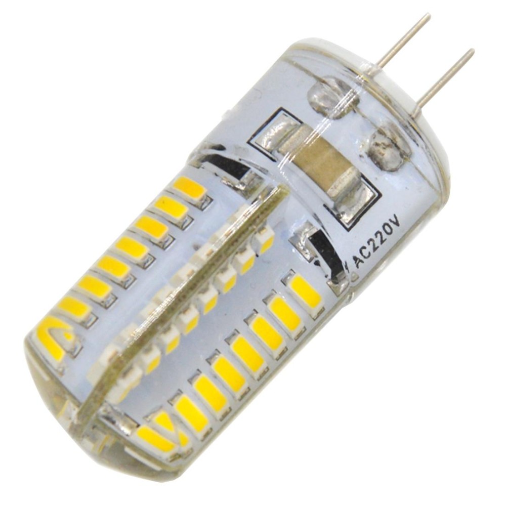 G4 4W 200LM  Silicone Corn Light Bulb, 64 LED SMD 3014, Warm White Light, AC 220V
