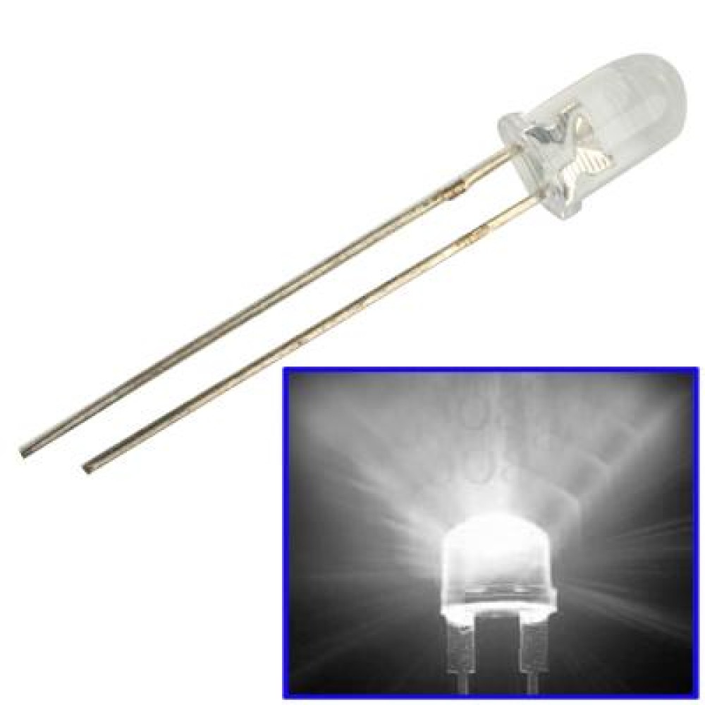 1000 PCS 3mm Water Clear LED Lamp(White Light)