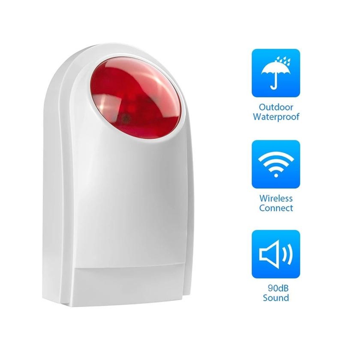 Outdoor Siren with Red Flashlight (PA-100), Can be used 1.2A 12V as a Backup Battery (not include)
