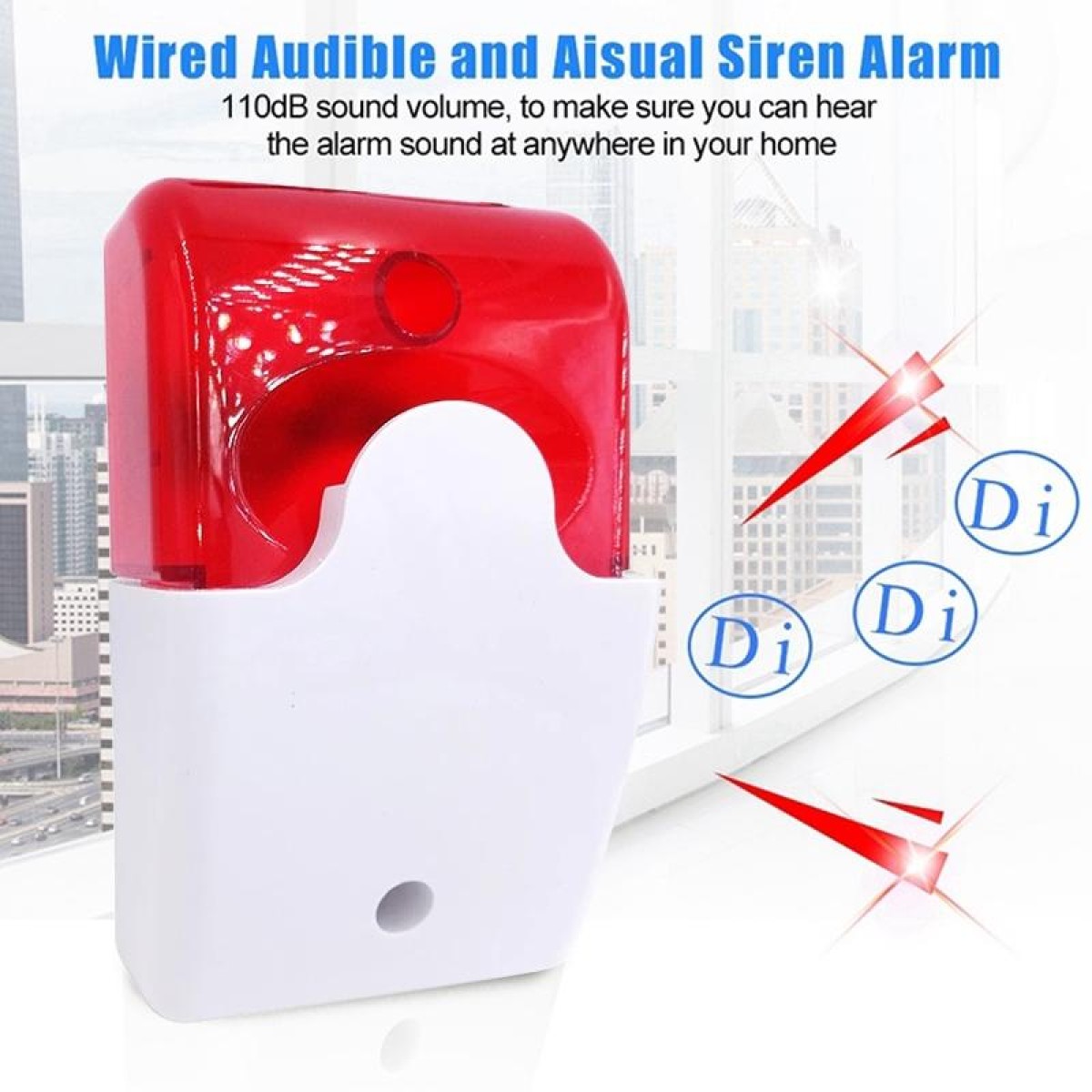 Mini Wired Red Strobe Siren for Burglar Security Alarm(White)