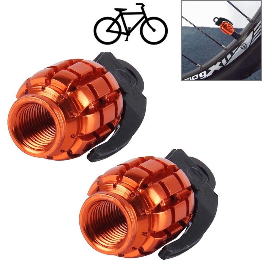 4 PCS Universal Grenade Shaped Bicycle Tire Valve Caps(Orange)