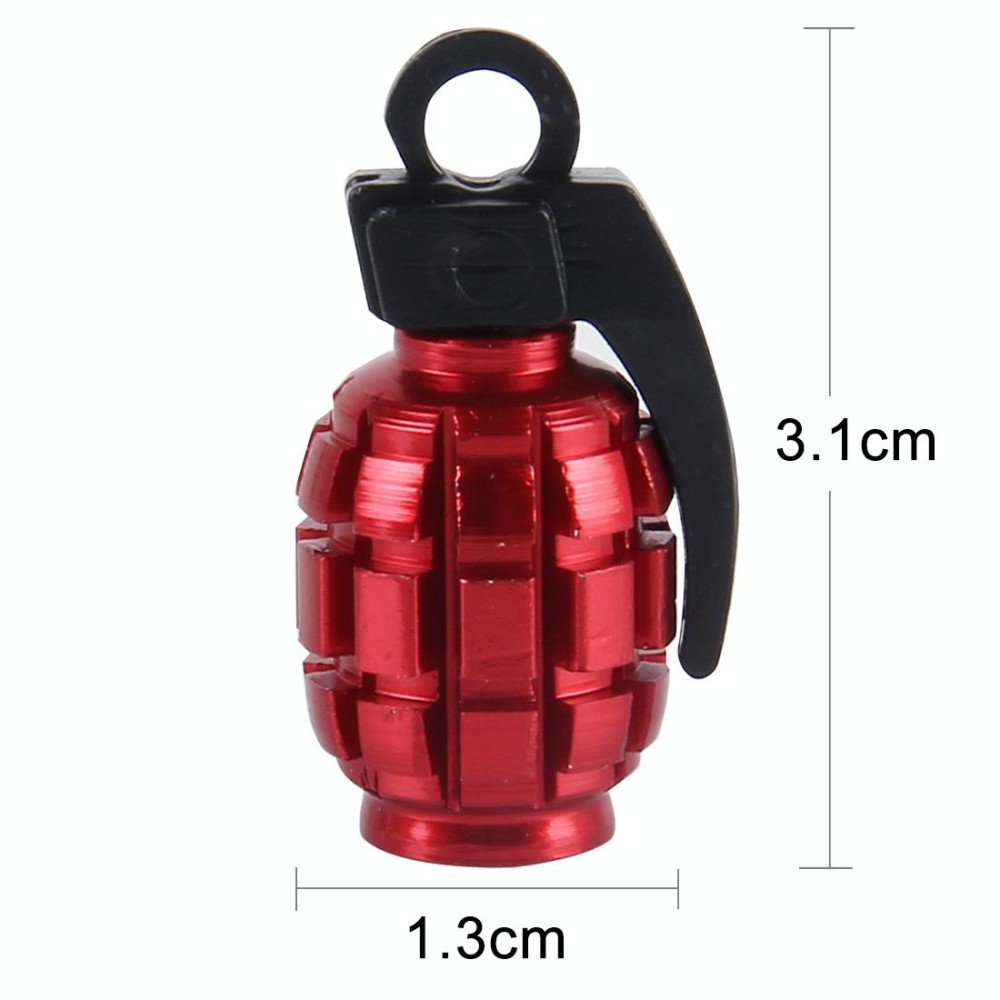 4 PCS Universal Grenade Shaped Bicycle Tire Valve Caps(Red)