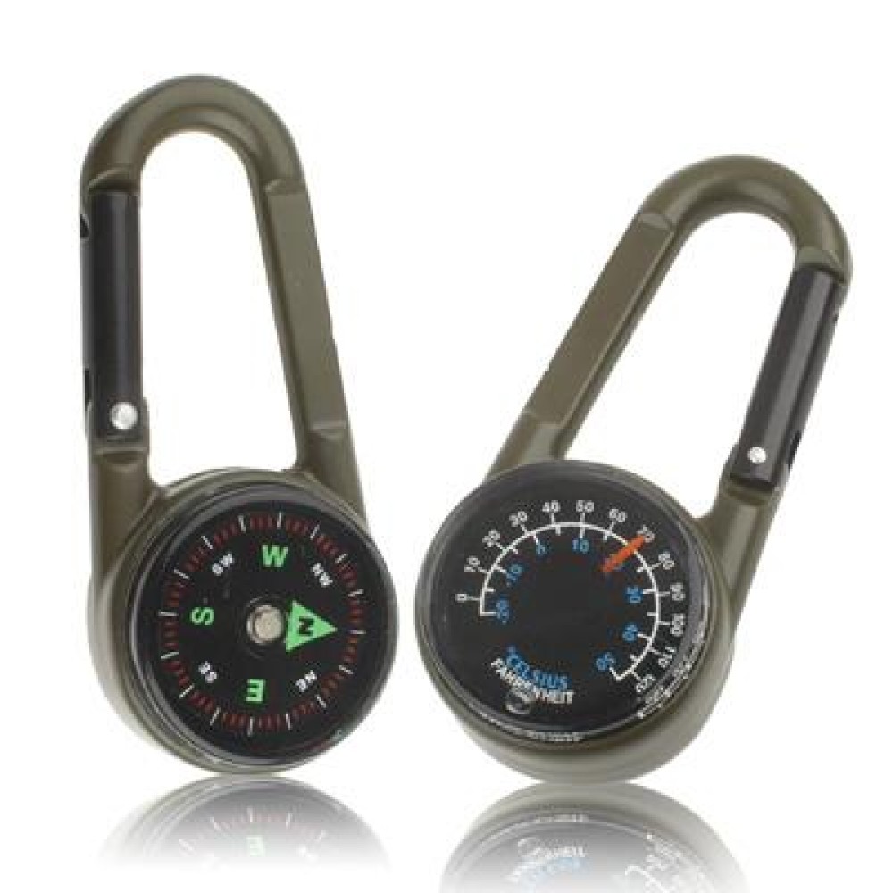Carabiner Key Compass & Thermometer Hiking Outdoor Travel