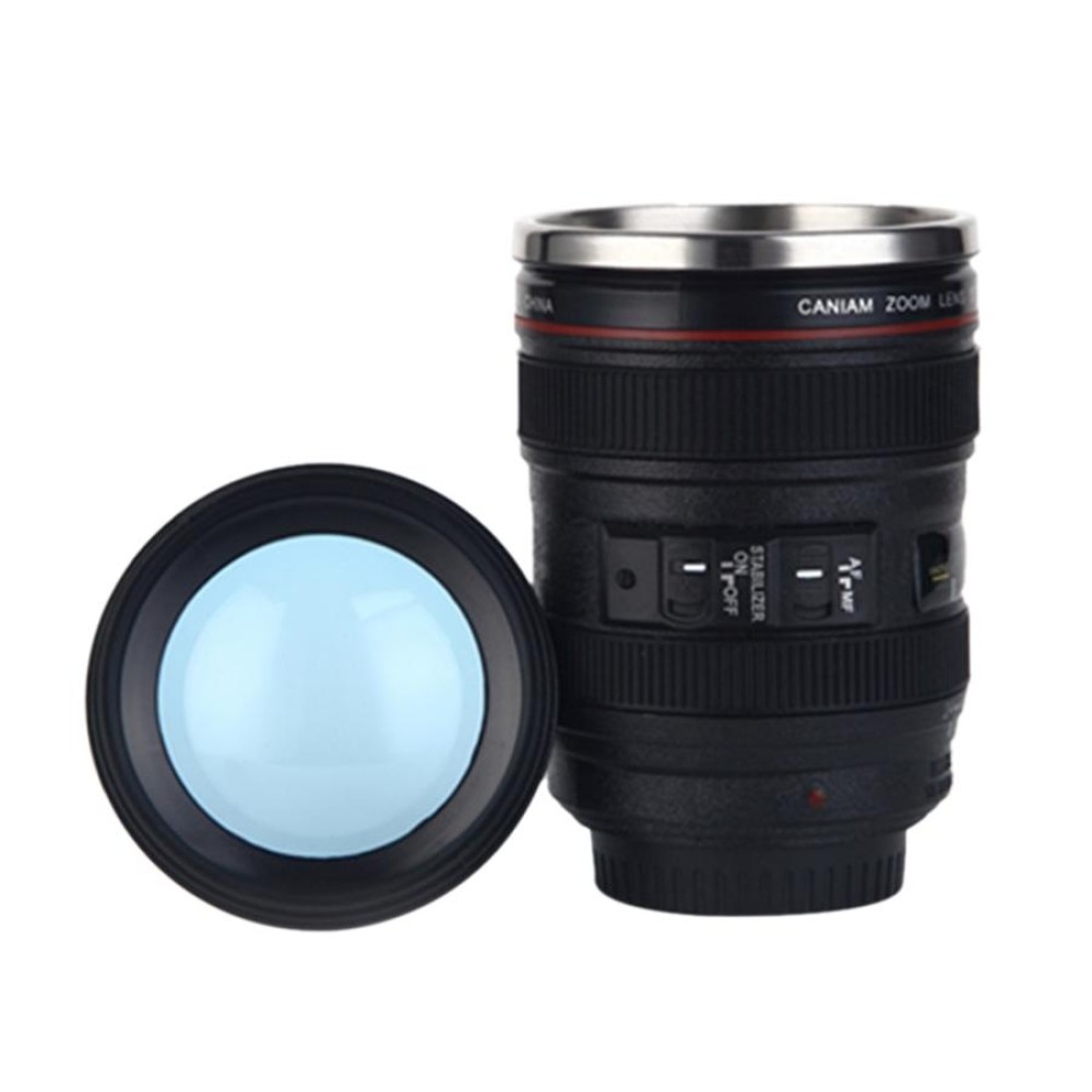 400ML Camera Lens Cup Mug Caniam EF 24-105mm F4 Filter Cup for Coffee Milk Water as Gift(Black)