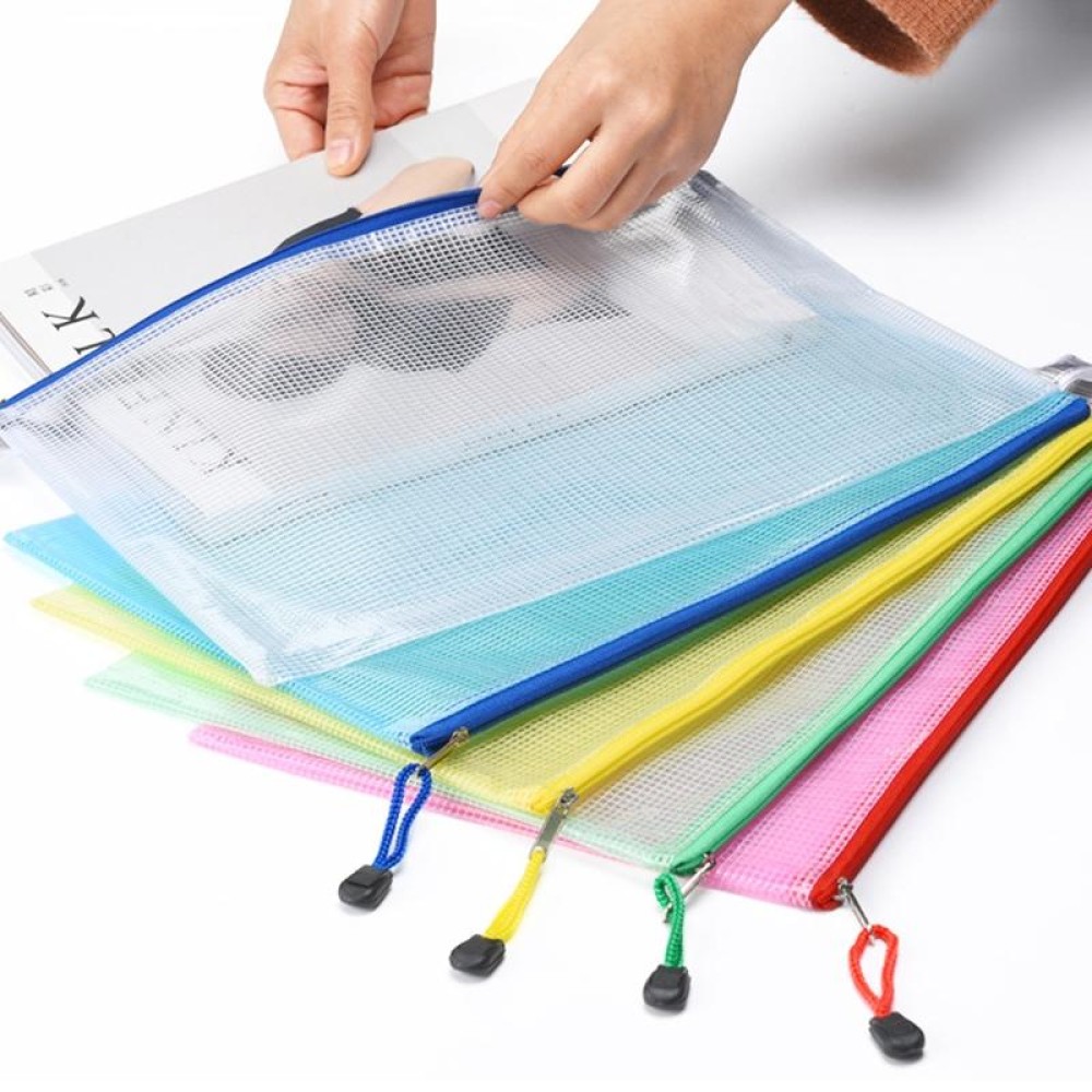 10 PCS Zipper Plastic Mesh Document File Bag, Random Color Delivery, Size: 33.5*23cm