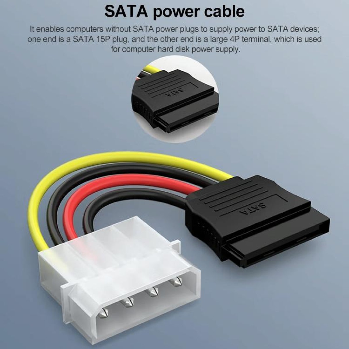 4 Pin IDE to Serial ATA SATA Power Adapter (15cm), Material: Cu