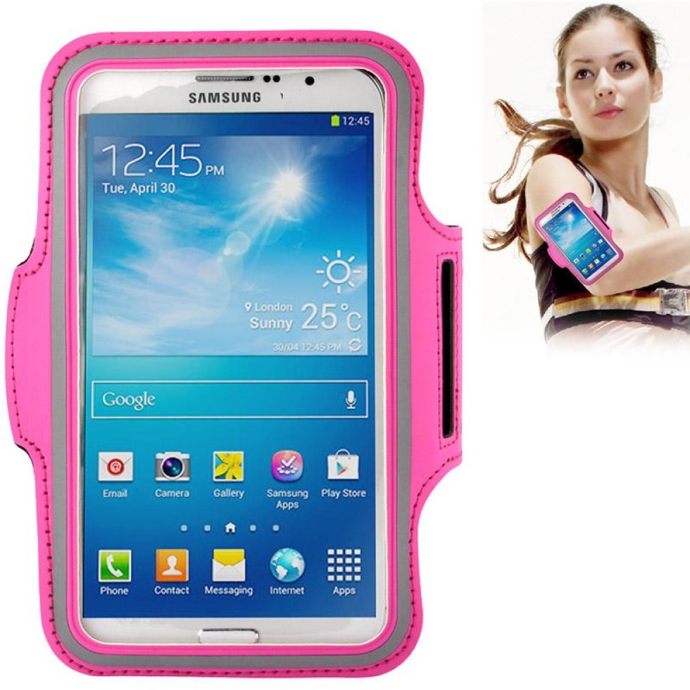PU Sports Armband Case with Earphone Hole for Galaxy Mega 6.3 / i9200, Below 6.3 inch Phones(Magenta)
