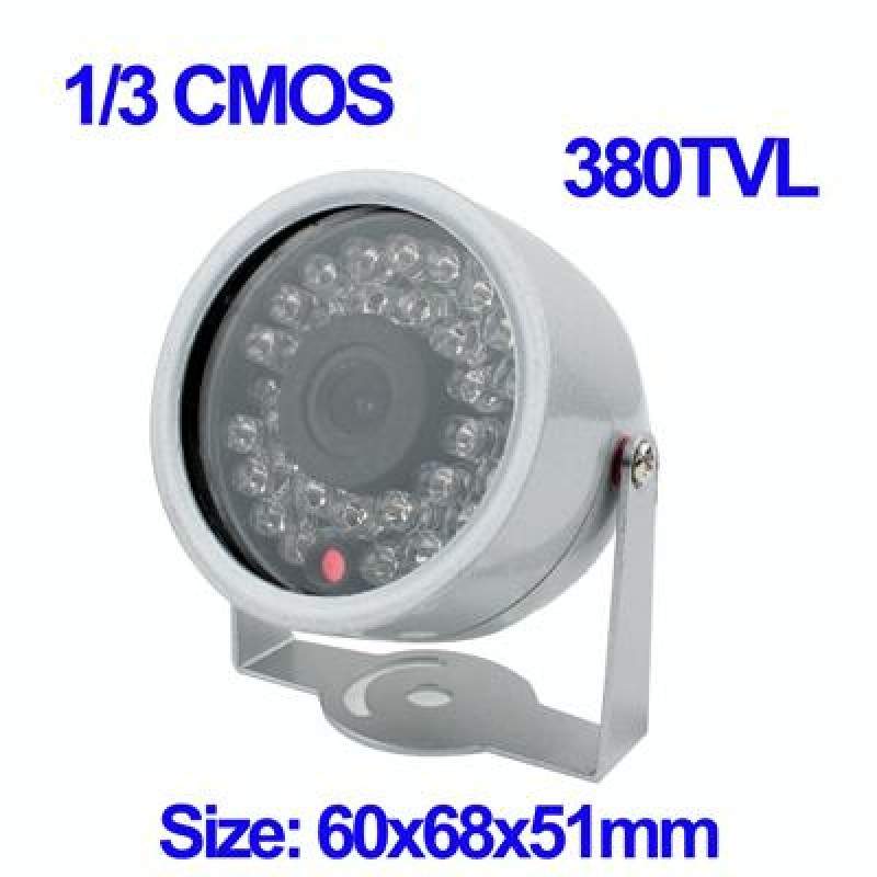 1/3 CMOS Color 380TVL 30 LED Mini Waterproof Camera(Silver)