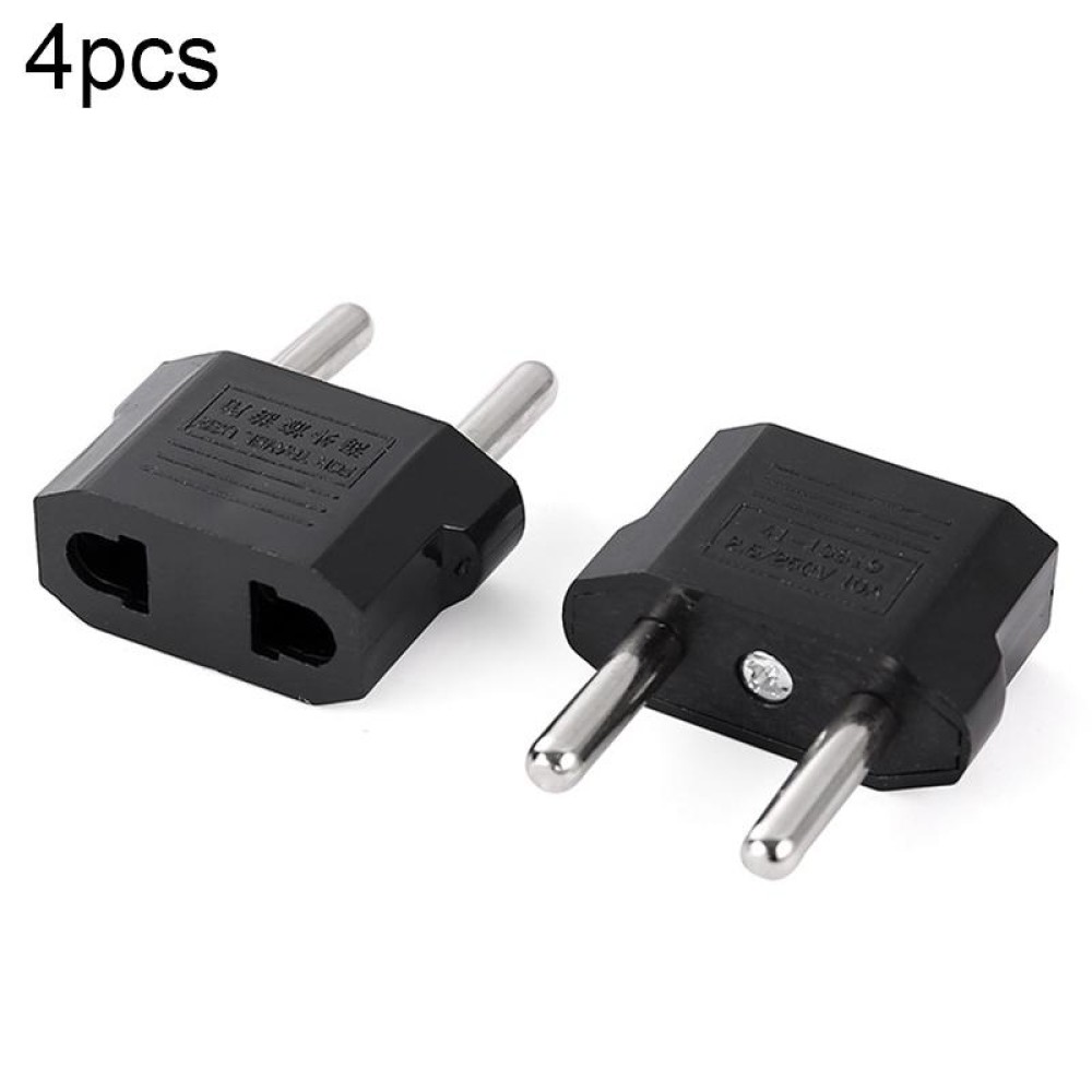 4pcs US to EU Plug Charger Adapter, Travel Power Adapter with Europe Socket Plug(Black)
