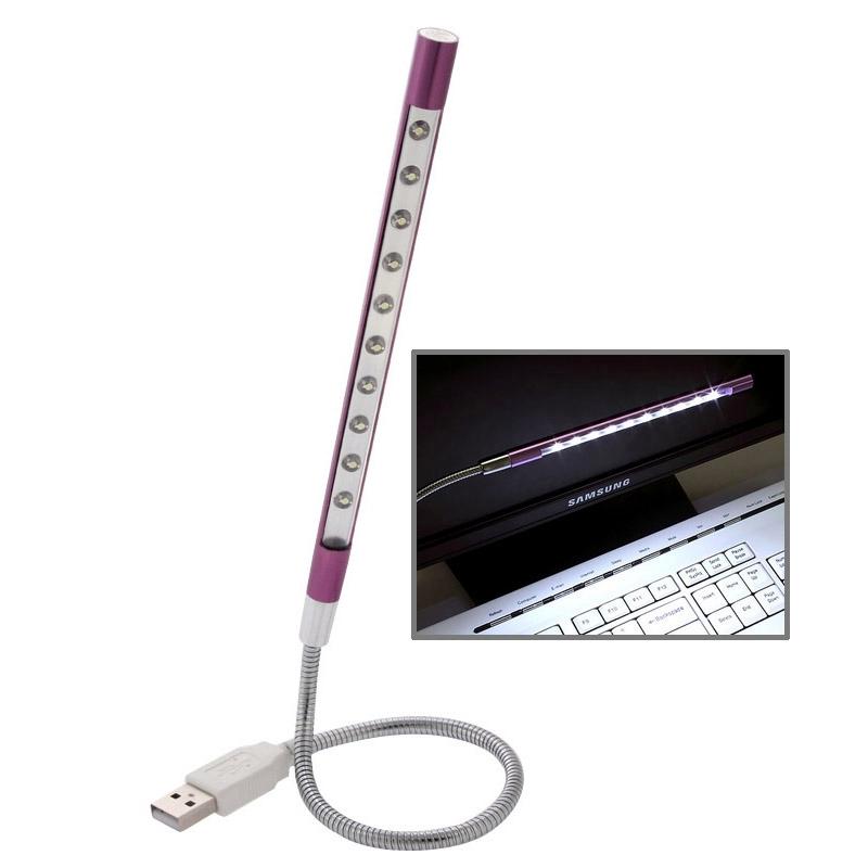 10-LED Portable Ultra Bright USB LED Light(Purple)